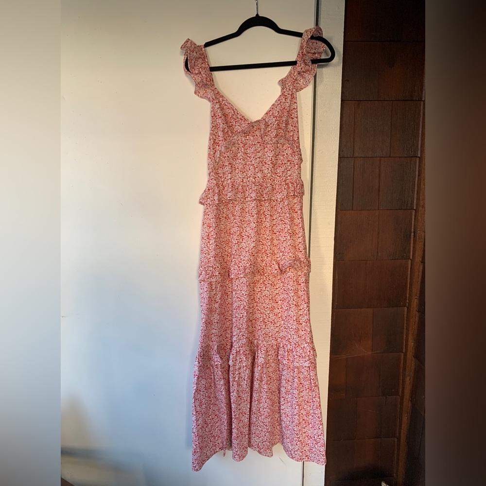 Red floral Petal and Pup midi dress